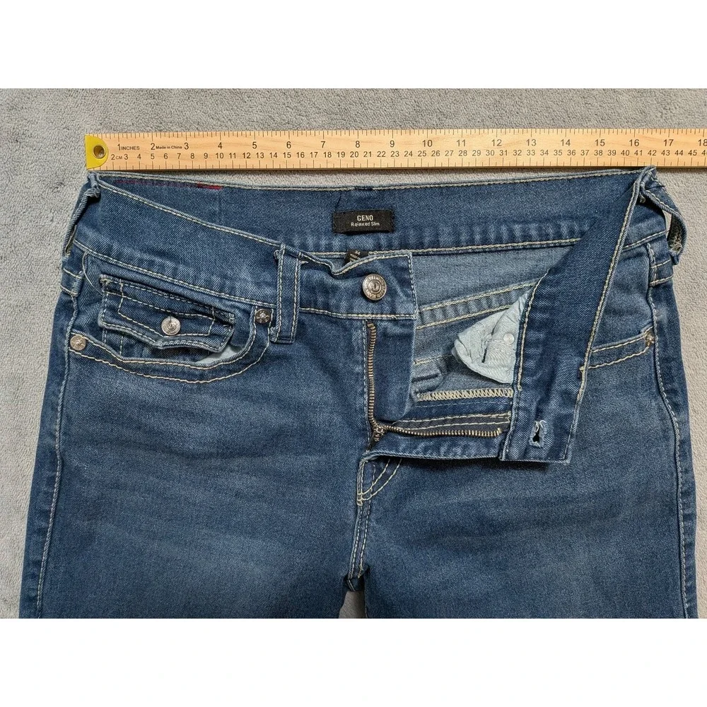 True Religion Mens Appx. 34x32 Jeans Geno Blue Relaxed Slim Denim 34